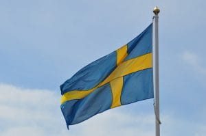 Et svensk flag p? flagstang.