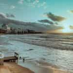 The beach with high rise buildings in the distance, in Punta del Este, Uruguay.