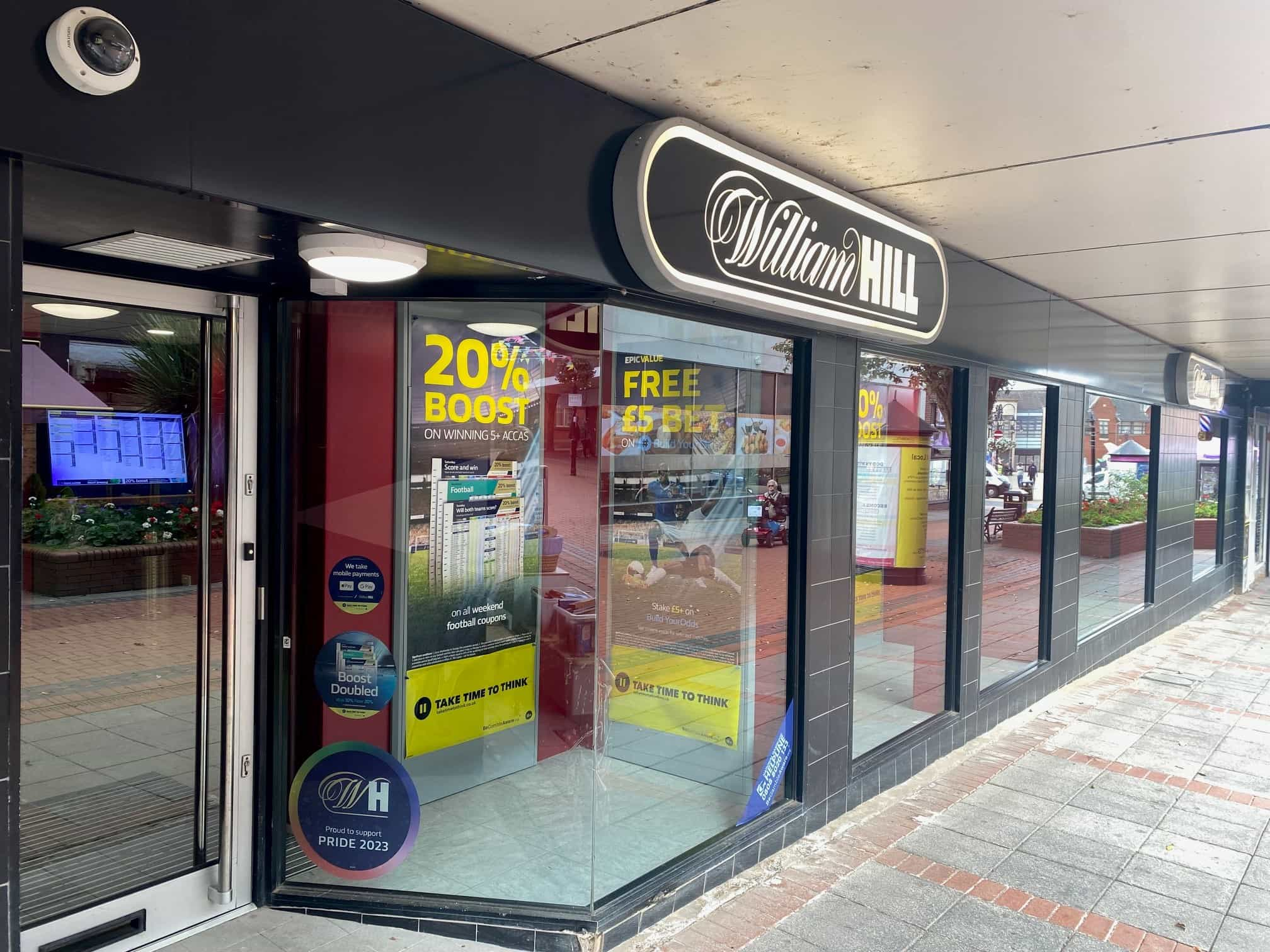 A William Hill betting shop window.